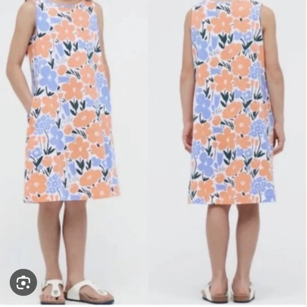 Marimekko X Uniqlo Kids Floral Dress - Orange and Blue